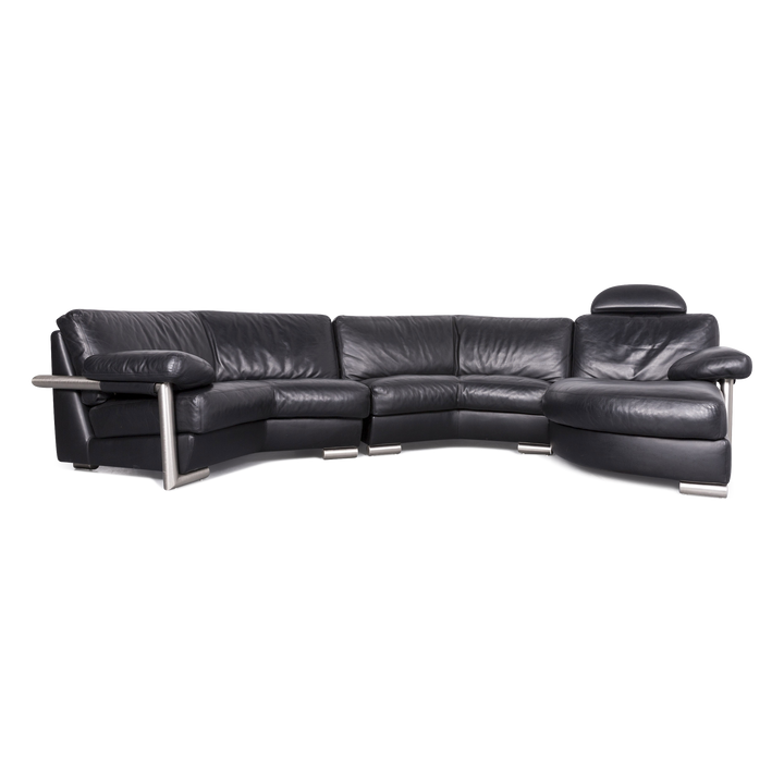 Artanova Medea Leder Sofa Schwarz Echtleder Ecksofa Couch #6941
