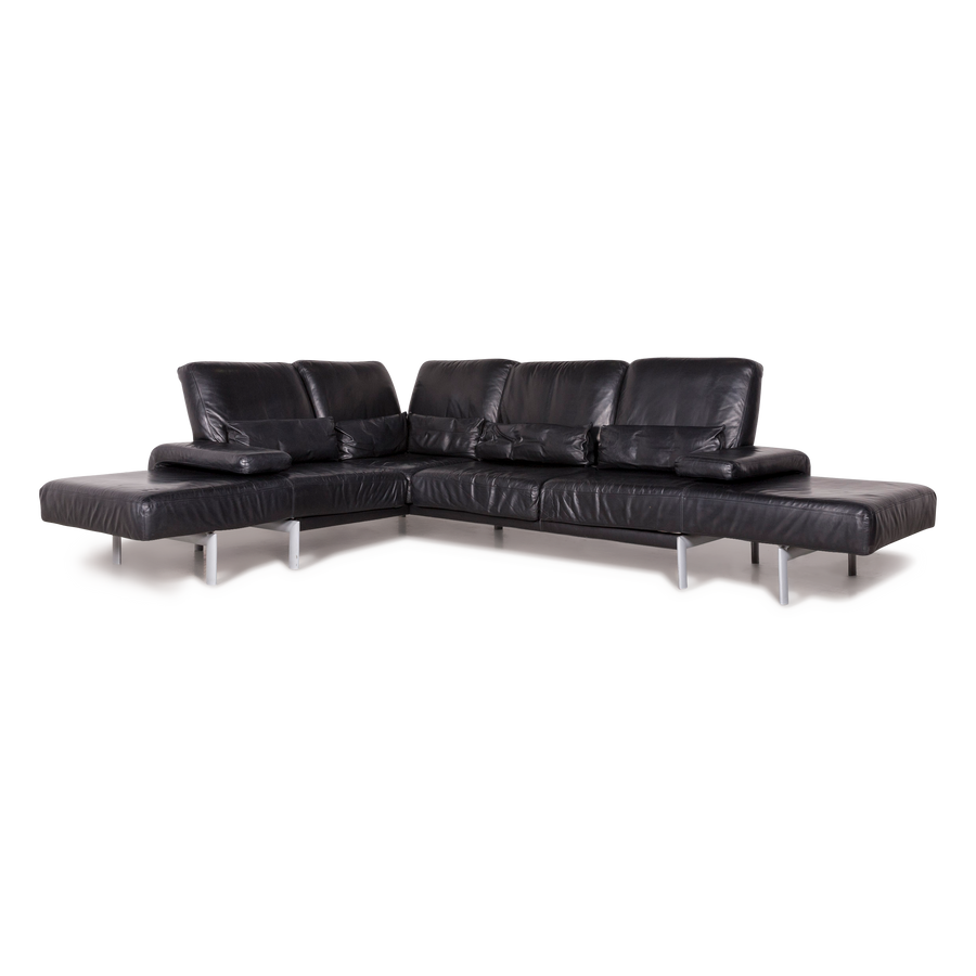 Willi Schillig Designer Leder Sofa Schwarz Ecksofa Echtleder Couch #8214