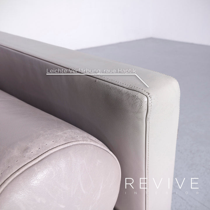 de Sede Edition 3000 Desinger Leder Sofa Grau Echtleder Zweisitzer Couch #6547