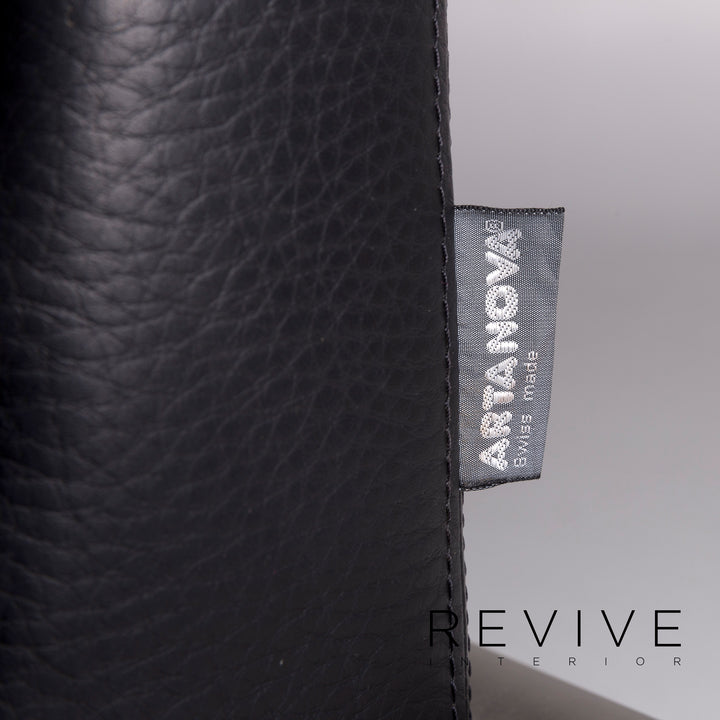 Artanova Medea Leather Corner Sofa Black Sofa Couch #11280