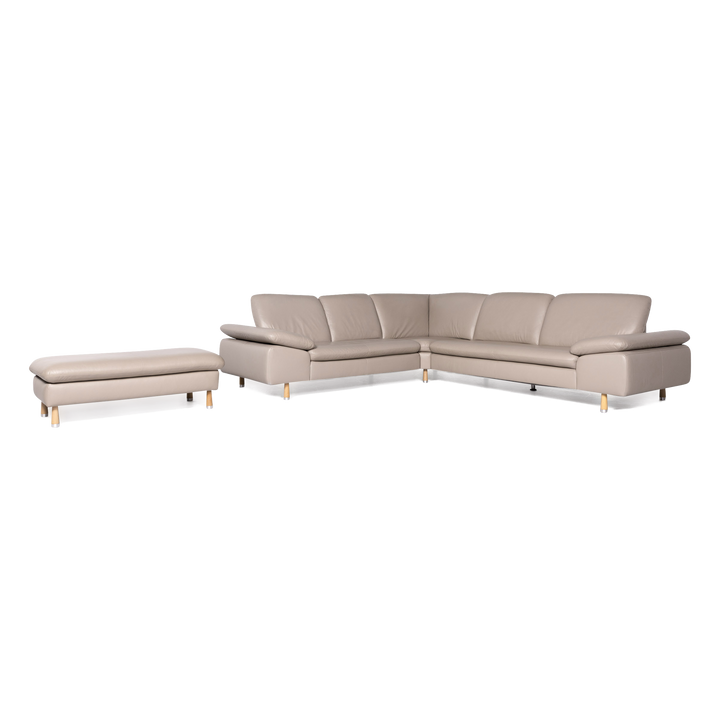Willi Schillig – ensemble de canapés design en cuir, tabouret d'angle beige, #8948