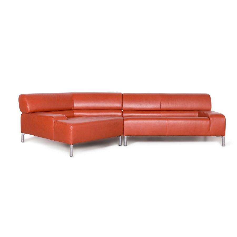 Koinor Designer Leder Ecksofa Orange Echtleder Sofa Couch #7568