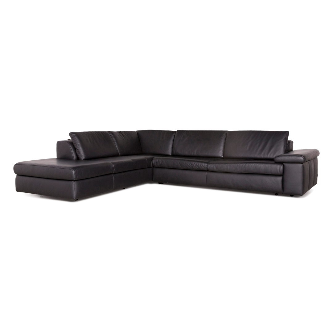 Ewald Schillig Designer Leder Ecksofa Schwarz Echtleder Sofa Couch #7452