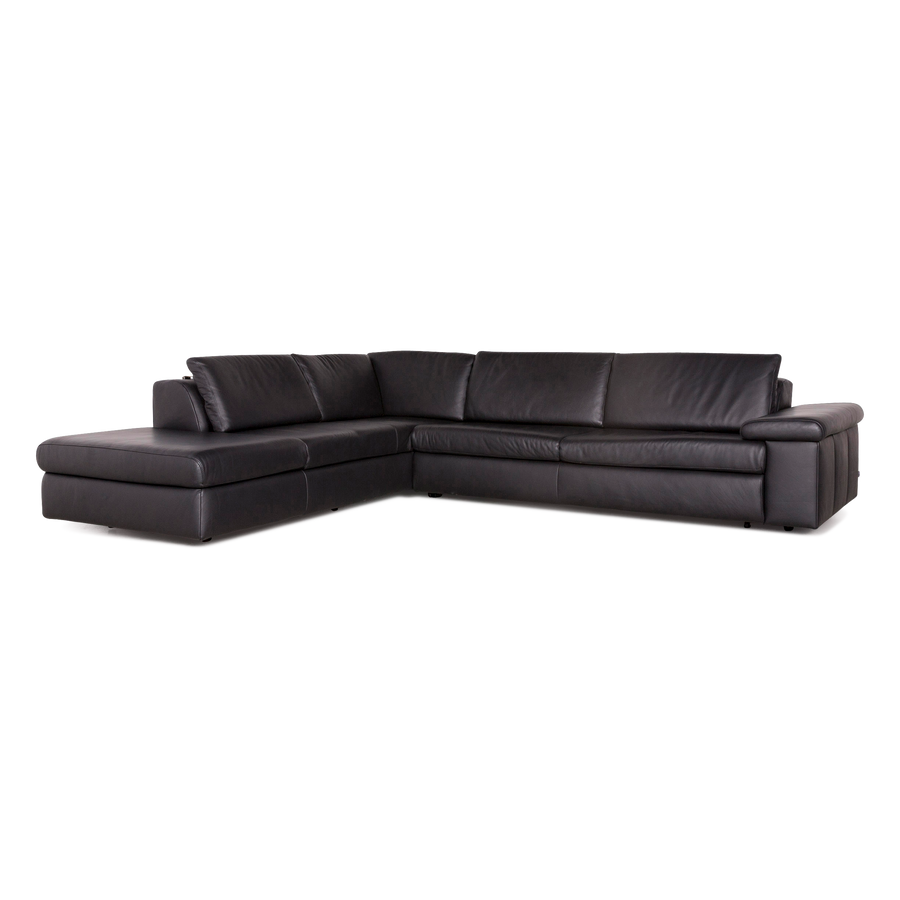 Ewald Schillig Designer Leder Ecksofa Schwarz Echtleder Sofa Couch #7452