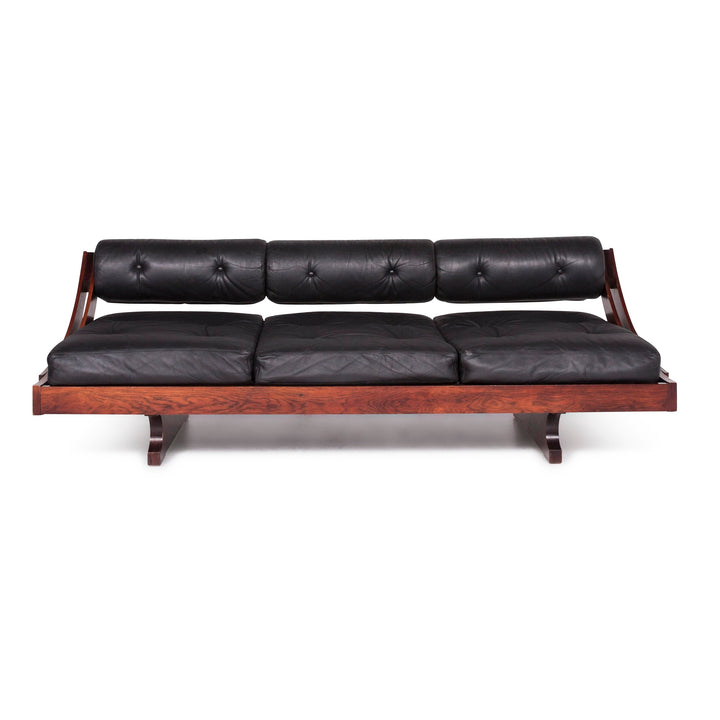 Luigi Sormani GS 195 Canapé design en cuir noir Modèle Gianni Songia Lit de repos trois places en bois Caractéristique #9246