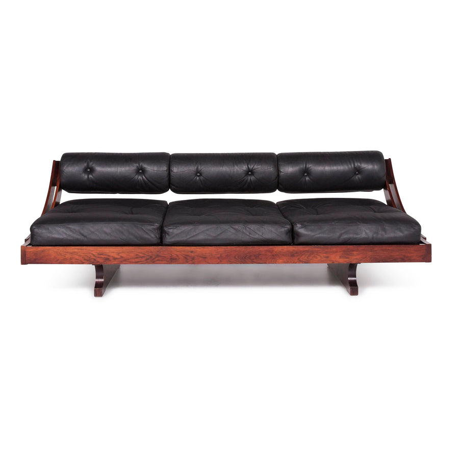 Luigi Sormani GS 195 Canapé design en cuir noir Modèle Gianni Songia Lit de repos trois places en bois Caractéristique #9246