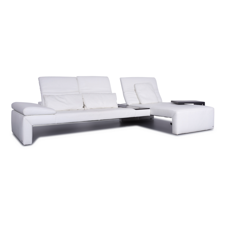 Koinor – canapé d'angle design en cuir véritable blanc, #6528