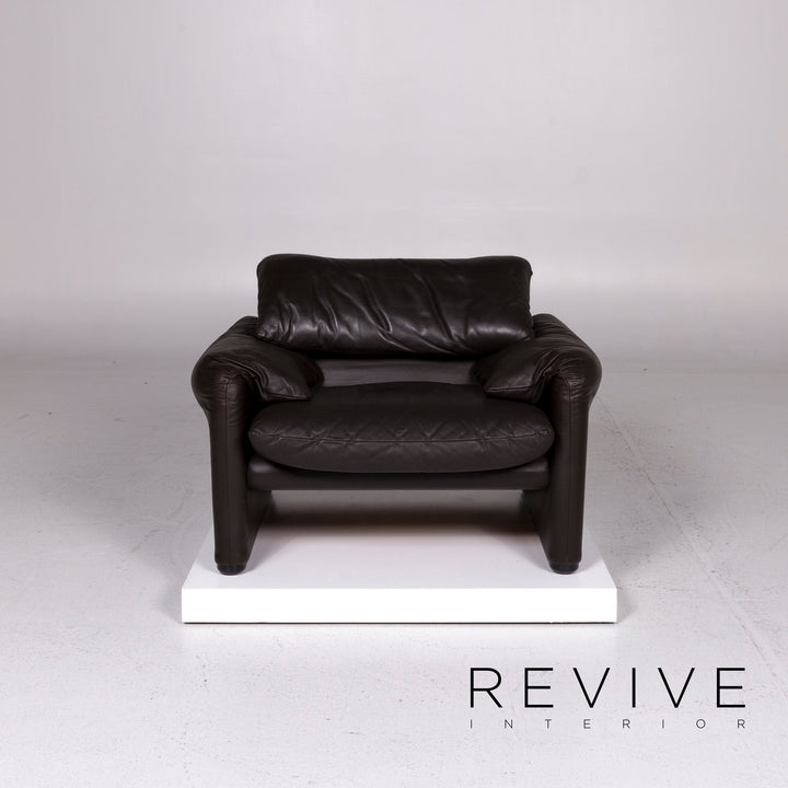 Cassina Maralunga Leder Sofa Garnitur Braun Dunkelbraun 1x Dreisitzer 1x Zweisitzer 1x Sessel Funktion #11529