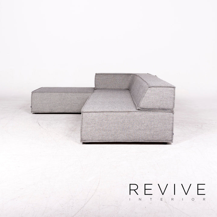 Cor Trio – canapé d'angle en tissu design, éléments gris, tabouret, #8779