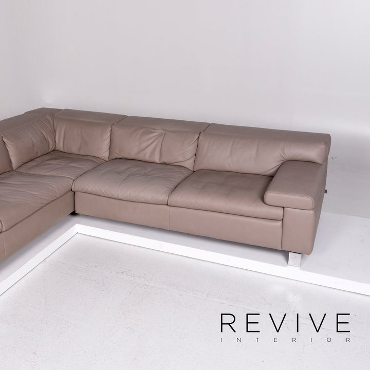 Ewald Schillig Leder Ecksofa Beige Grau Sofa Couch #10605