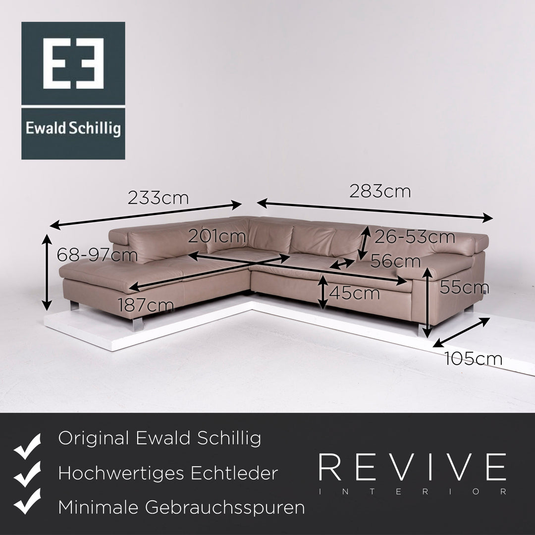 Ewald Schillig Leder Ecksofa Beige Grau Sofa Couch #10605