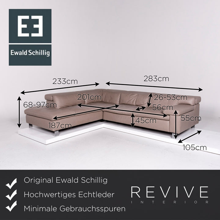 Ewald Schillig Leder Ecksofa Beige Grau Sofa Couch #10605