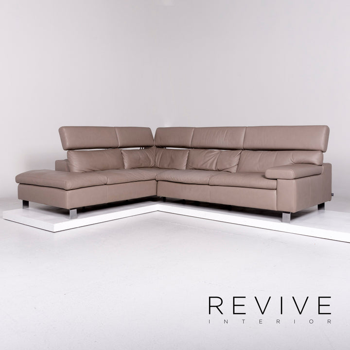 Ewald Schillig Leder Ecksofa Beige Grau Sofa Couch #10605
