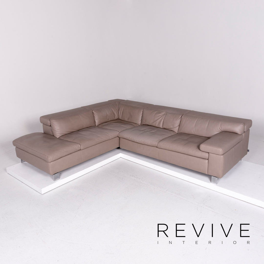 Ewald Schillig Leder Ecksofa Beige Grau Sofa Couch #10605