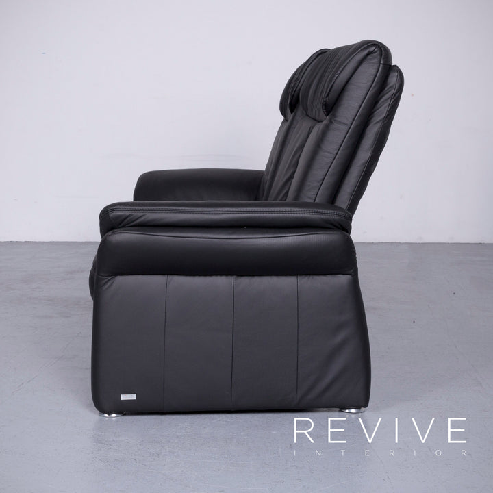 Casada Designer Leder Sofa Sessel Garnitur Schwarz Zweisitzer Couch Funktion Modern Echtleder Ausstellungsstück #5533