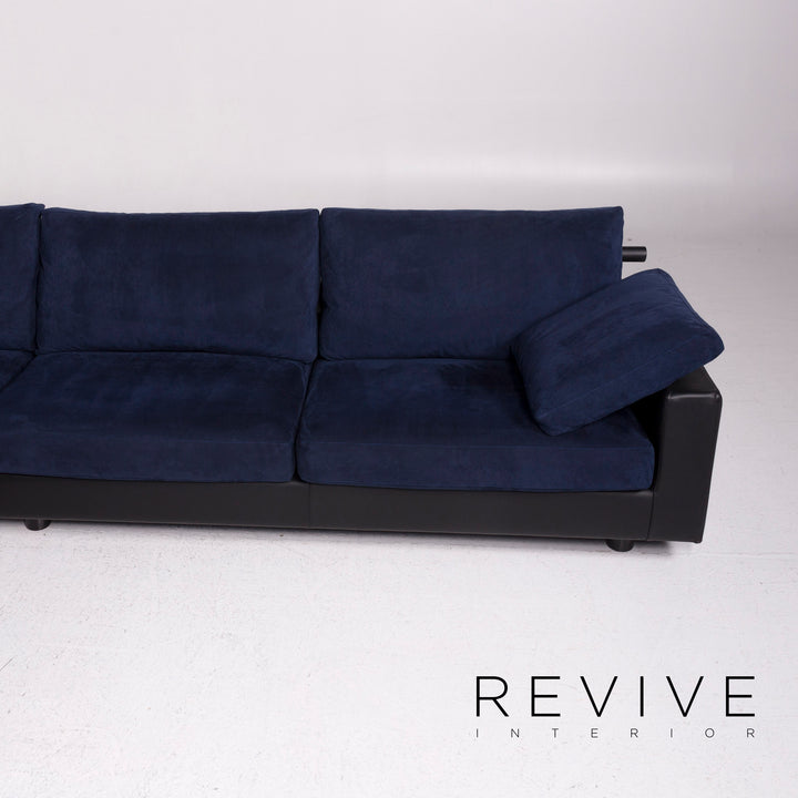 Canapé d'angle en tissu cuir Flexform bleu noir canapé #11758