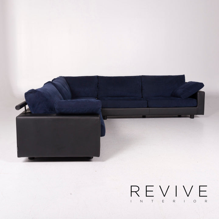 Canapé d'angle en tissu cuir Flexform bleu noir canapé #11758
