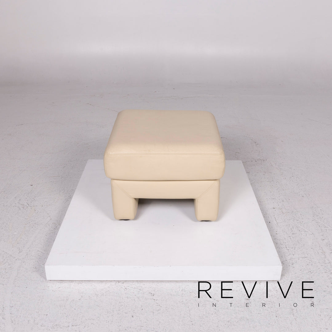 Échantillon anneau ensemble de canapé en cuir crème 1x canapé d'angle 1x #12128