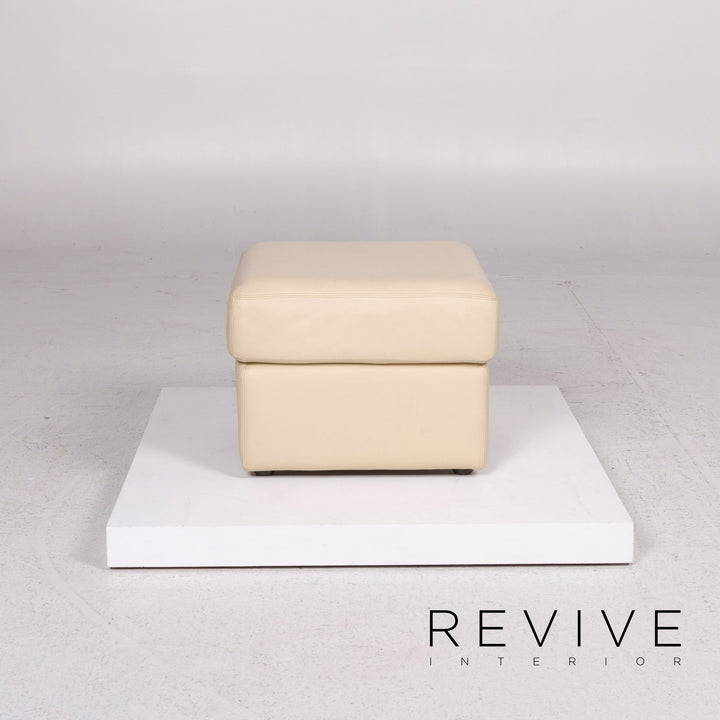 Échantillon anneau ensemble de canapé en cuir crème 1x canapé d'angle 1x #12128