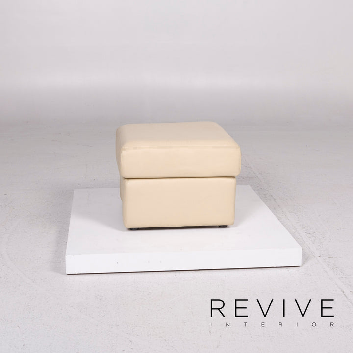 Musterring Leder Hocker Creme Schemel #12060