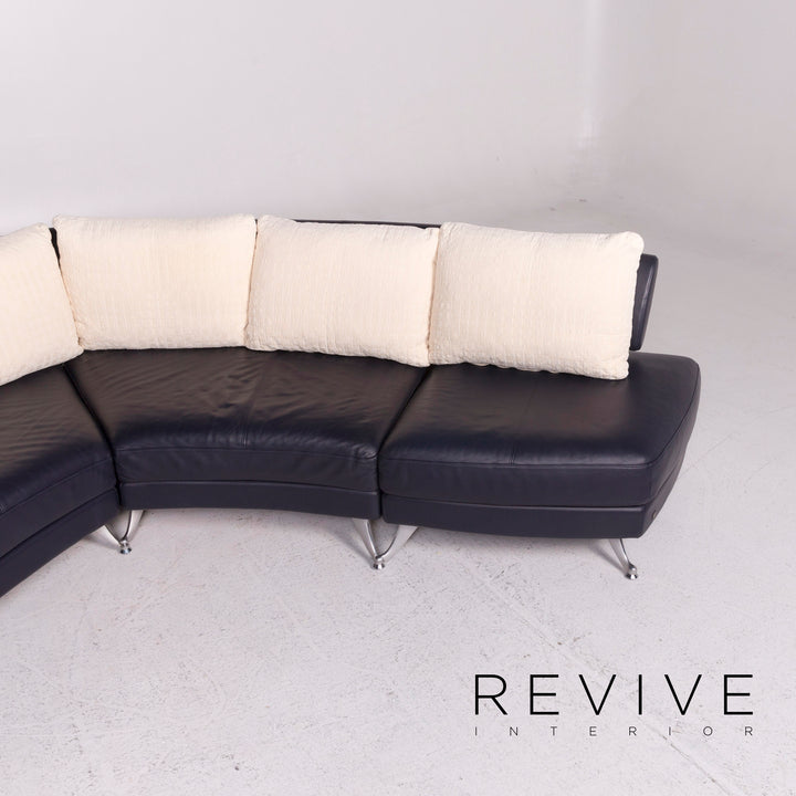 Rolf Benz Leder Ecksofa Blau Dunkelblau Sofa Couch #11915