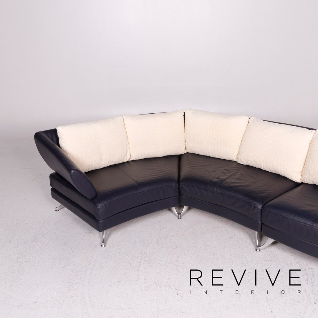 Rolf Benz Leder Ecksofa Blau Dunkelblau Sofa Couch #11915