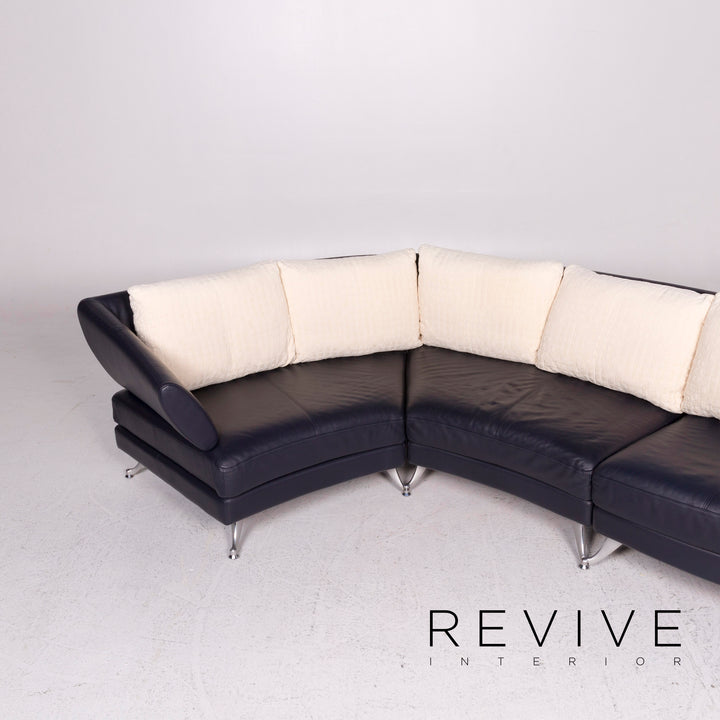 Rolf Benz Leder Ecksofa Blau Dunkelblau Sofa Couch #11915