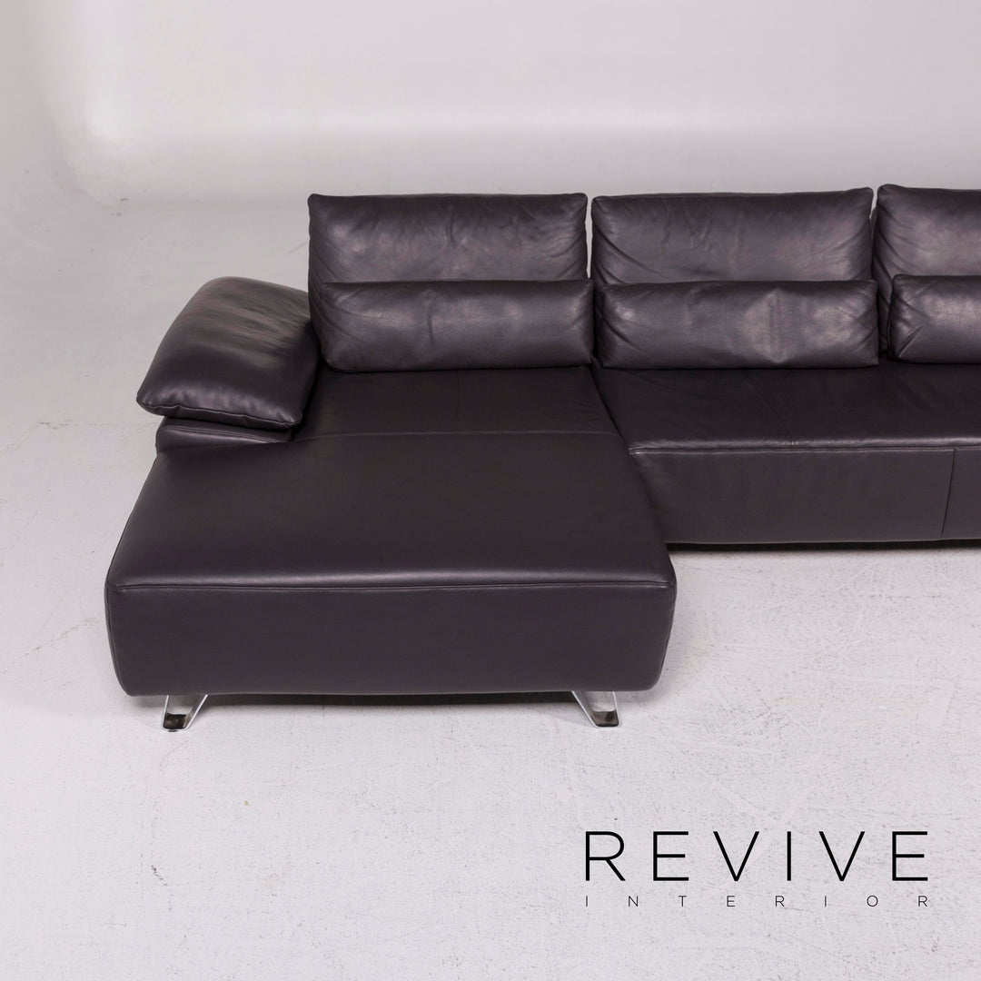 Musterring MR 680 leather corner sofa anthracite gray sofa couch #12048