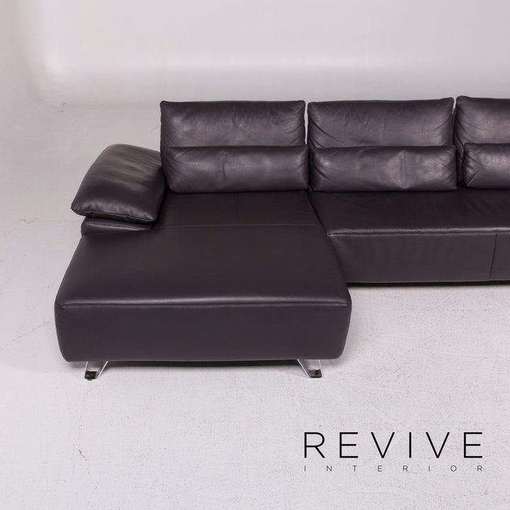 Musterring MR 680 leather corner sofa anthracite gray sofa couch #12048
