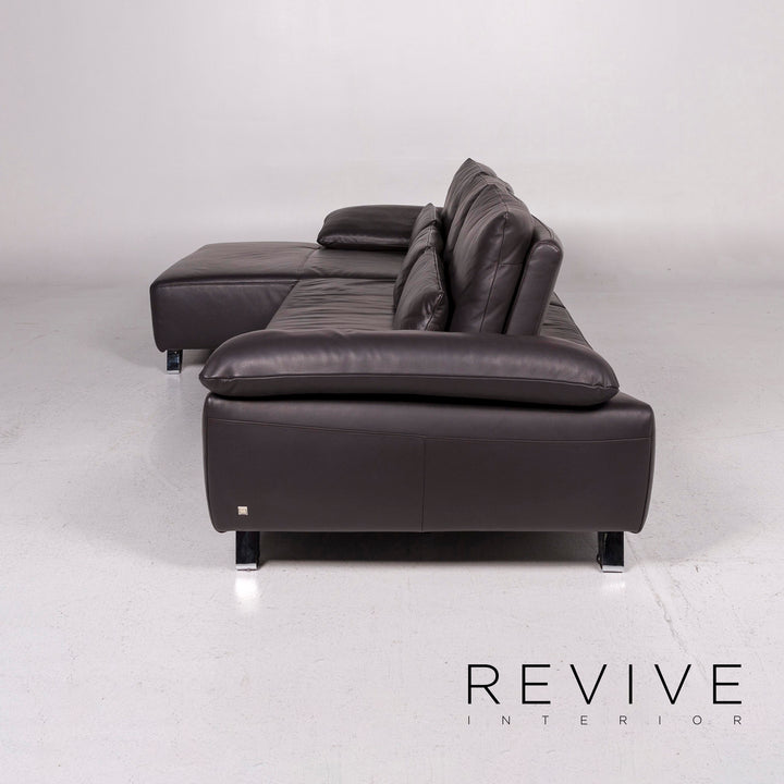 Musterring MR 680 leather corner sofa anthracite gray sofa couch #12048
