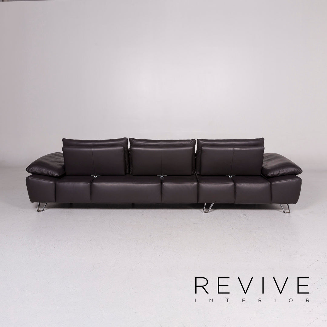 Musterring MR 680 leather corner sofa anthracite gray sofa couch #12048