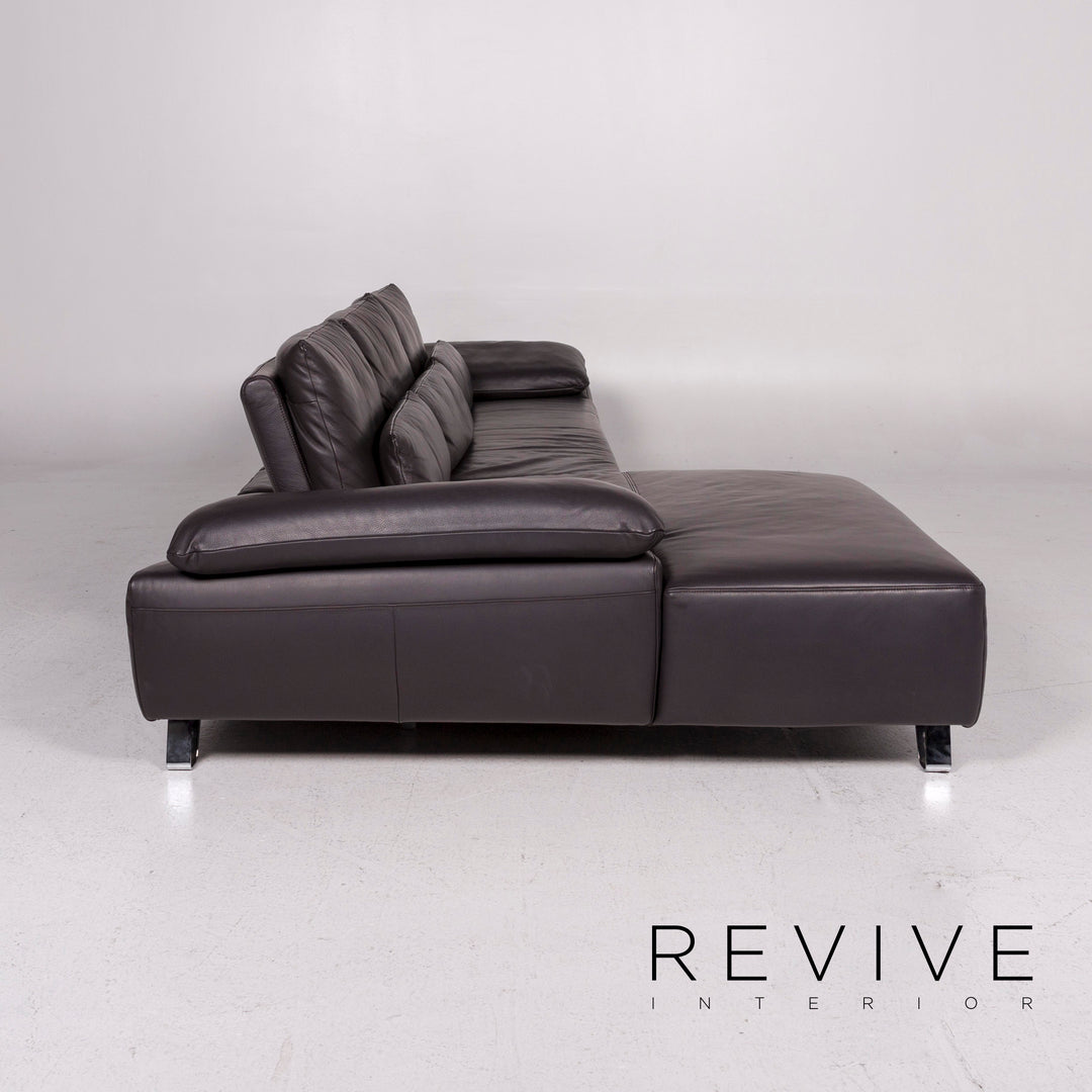 Musterring MR 680 leather corner sofa anthracite gray sofa couch #12048