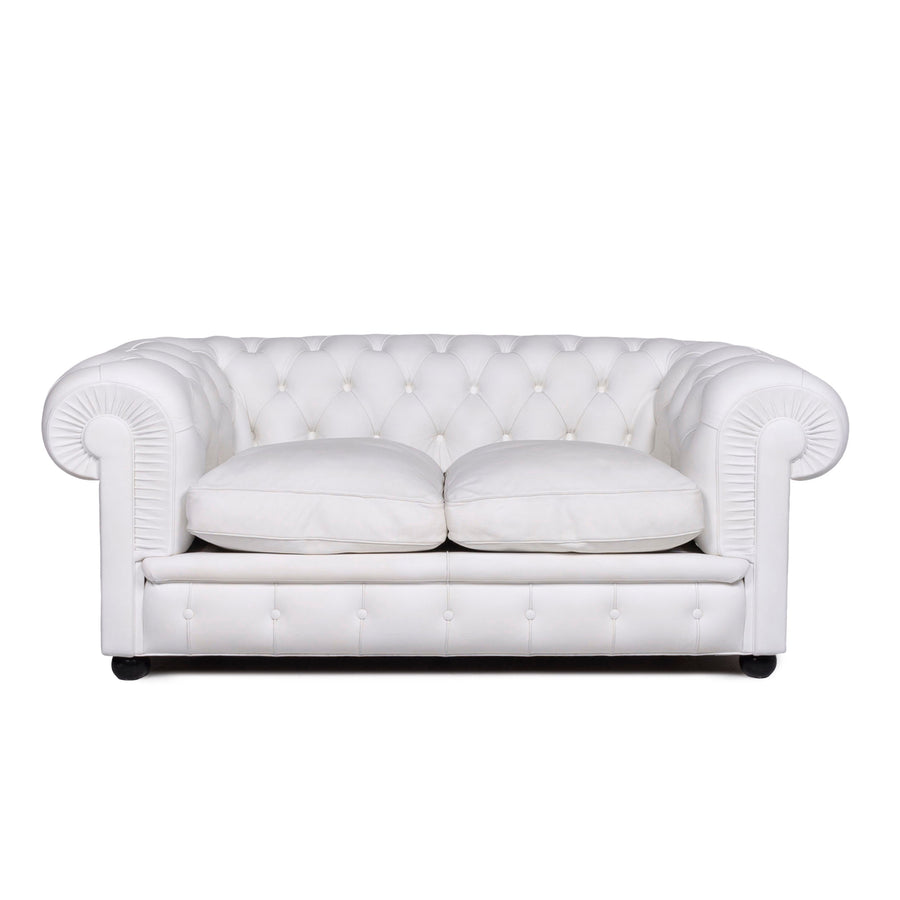 Poltrona Frau Chester Canapé en Cuir Blanc Canapé Deux Places Rétro #9223