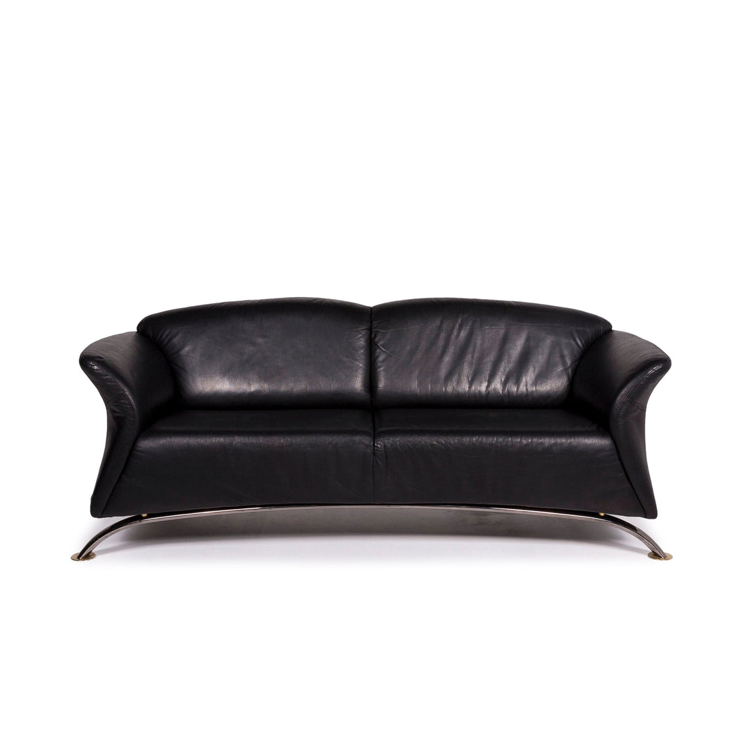 Musterring Leder Sofa Schwarz Dreisitzer Couch #11292
