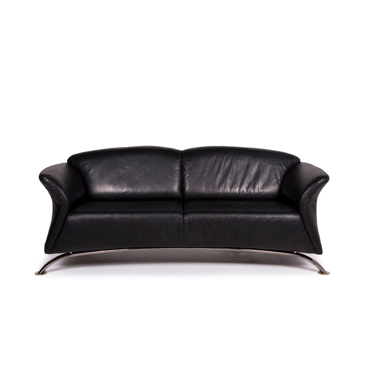 Musterring Leder Sofa Schwarz Dreisitzer Couch #11292