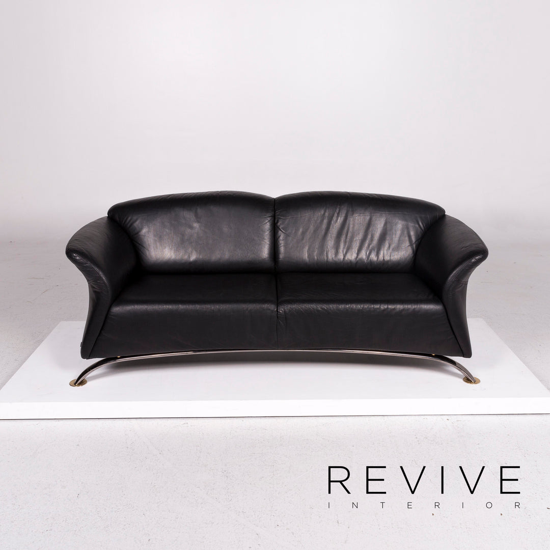 Musterring Leder Sofa Schwarz Dreisitzer Couch #11292