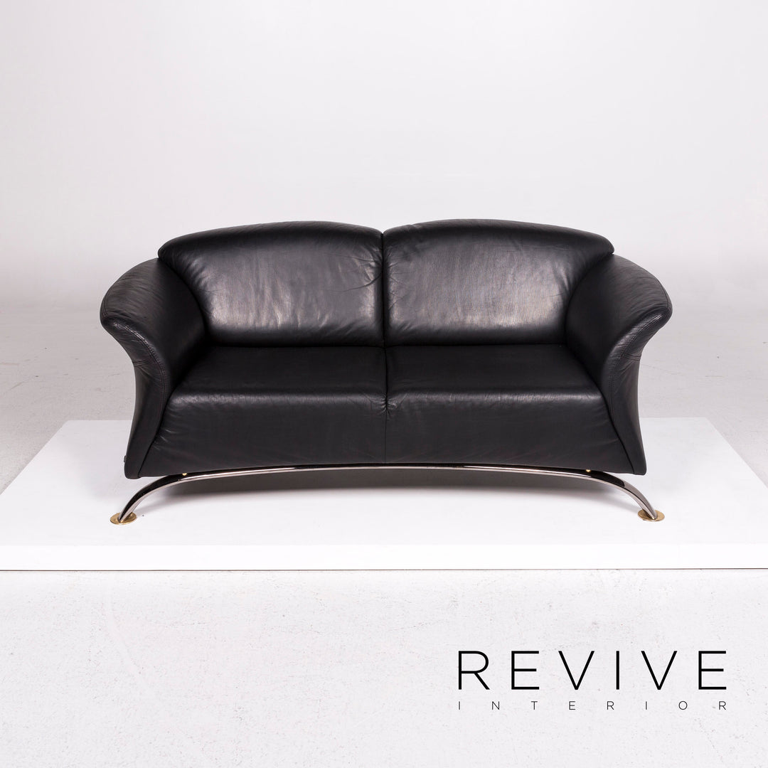 Musterring Leder Sofa Schwarz Dreisitzer Couch #11293