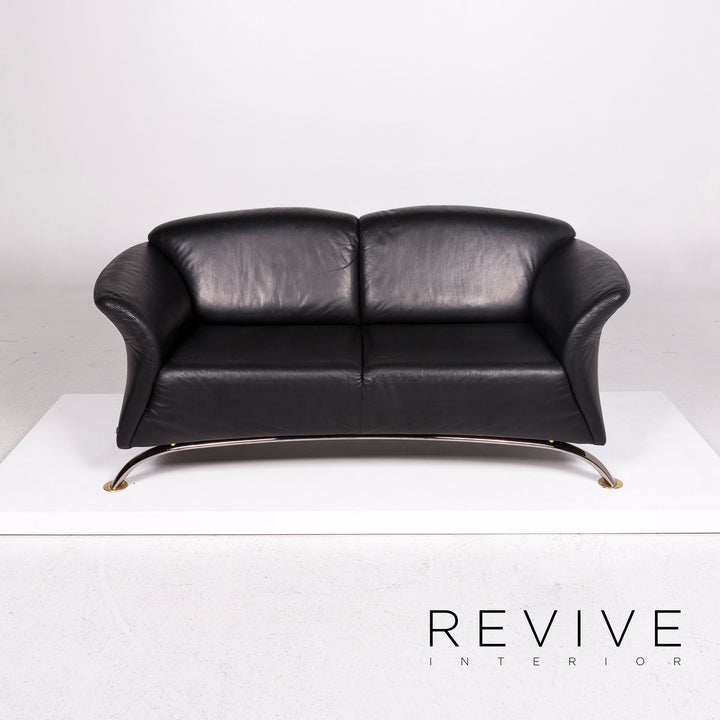 Musterring Leder Sofa Schwarz Dreisitzer Couch #11293