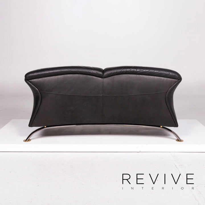 Musterring Leder Sofa Schwarz Dreisitzer Couch #11293