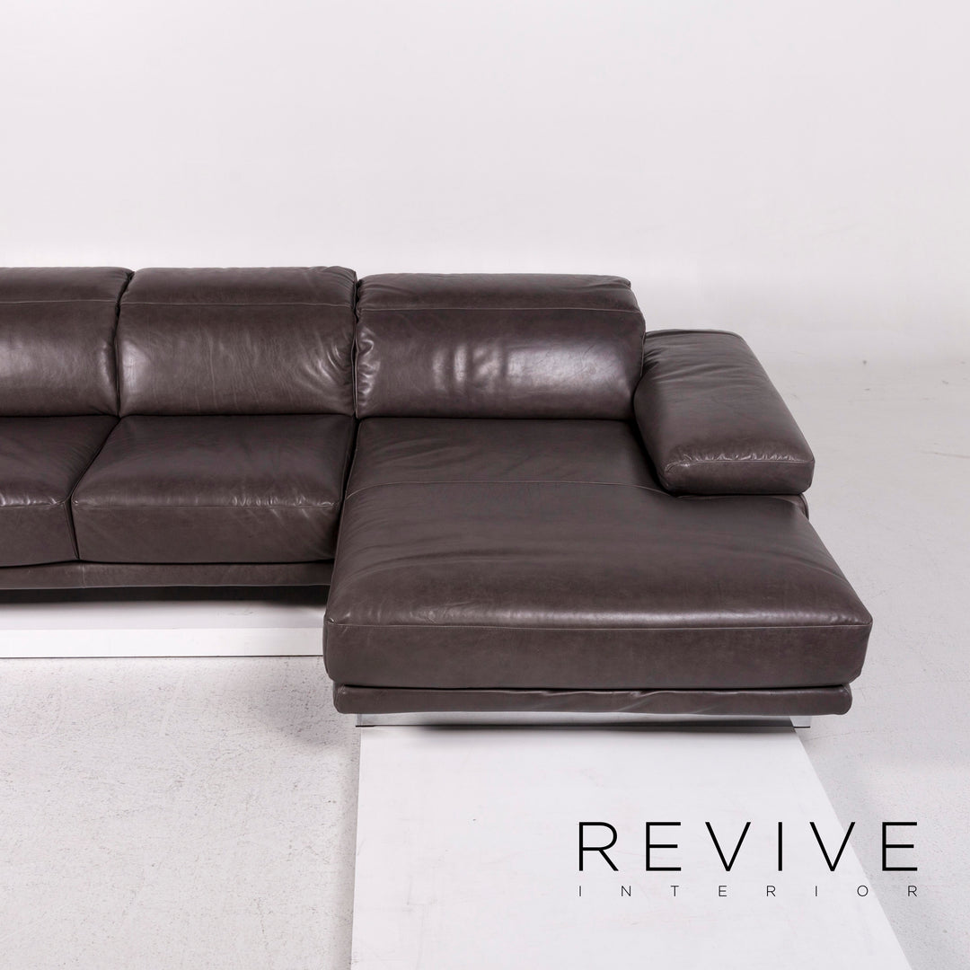 Natuzzi Leder Eckofa Anthrazit Grau Braun Sofa Funktion Couch #12017
