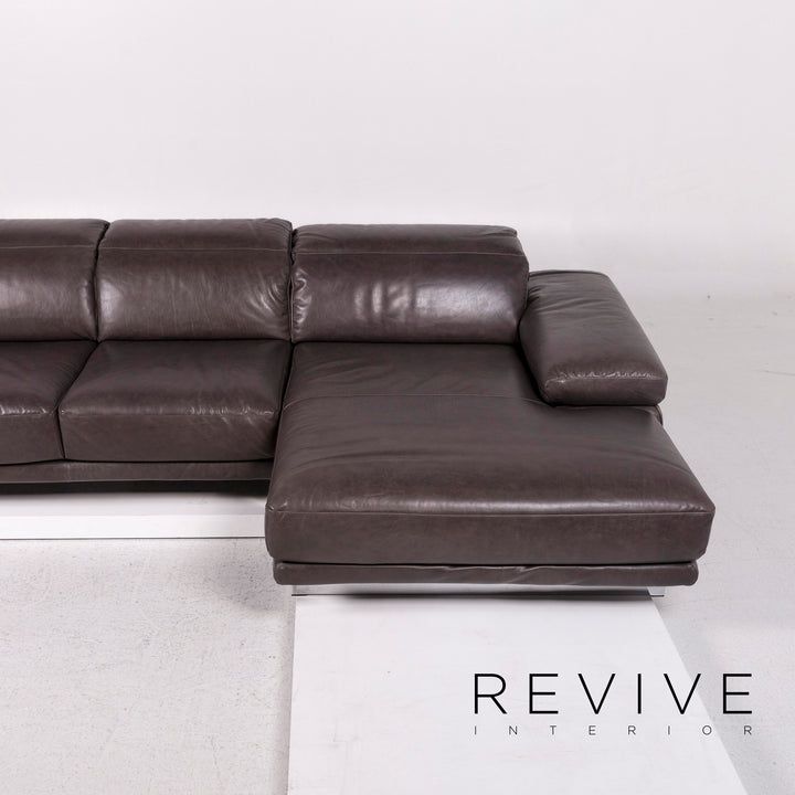 Natuzzi Leder Eckofa Anthrazit Grau Braun Sofa Funktion Couch #12017