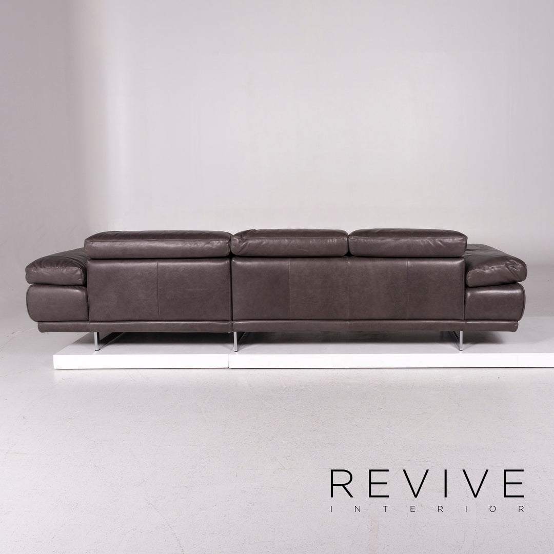 Natuzzi Leder Eckofa Anthrazit Grau Braun Sofa Funktion Couch #12017