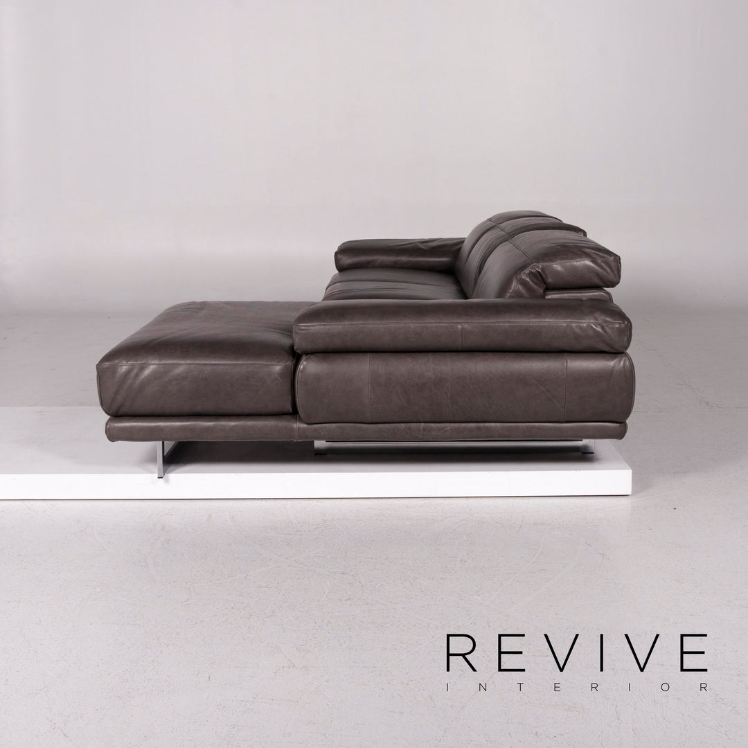 Natuzzi Leder Eckofa Anthrazit Grau Braun Sofa Funktion Couch #12017