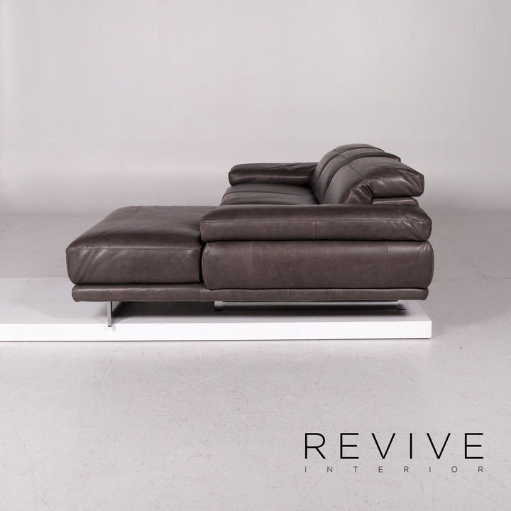 Natuzzi Leder Eckofa Anthrazit Grau Braun Sofa Funktion Couch #12017