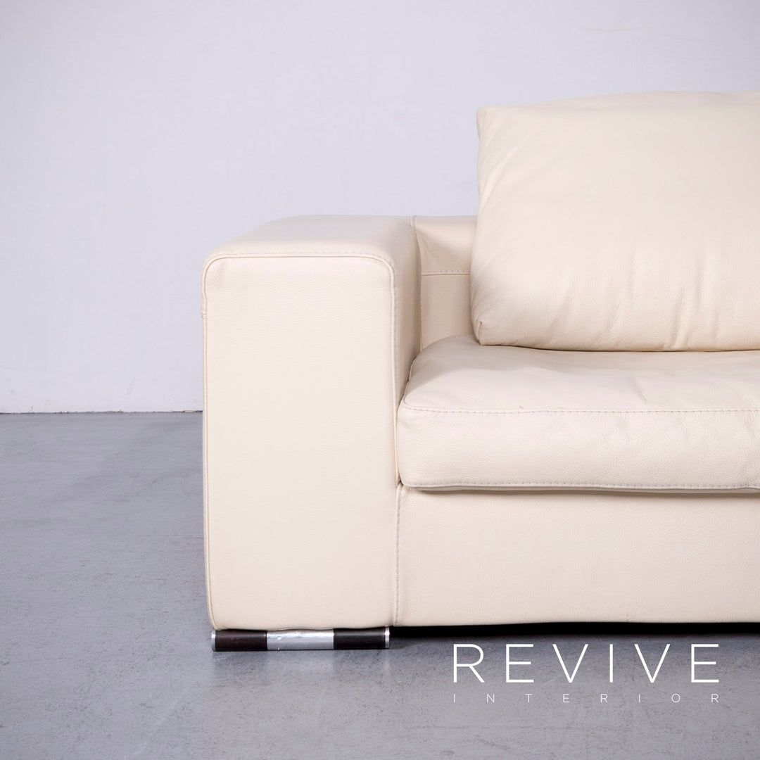 Who's Perfect Canapé en cuir design beige, canapé d'angle en cuir véritable #5980