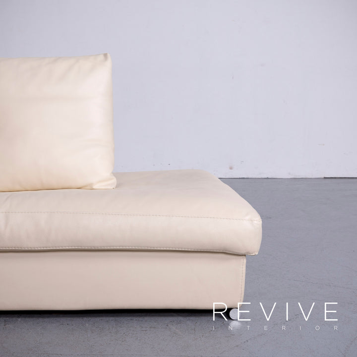 Who's Perfect Canapé en cuir design beige, canapé d'angle en cuir véritable #5980