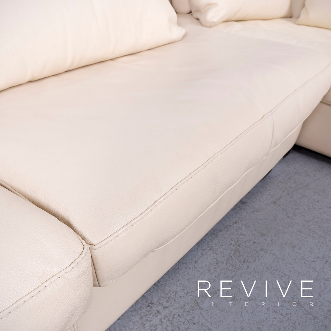 Who's Perfect Canapé en cuir design beige, canapé d'angle en cuir véritable #5980