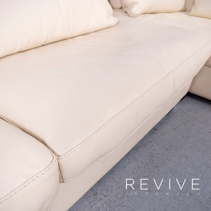 Who's Perfect Canapé en cuir design beige, canapé d'angle en cuir véritable #5980