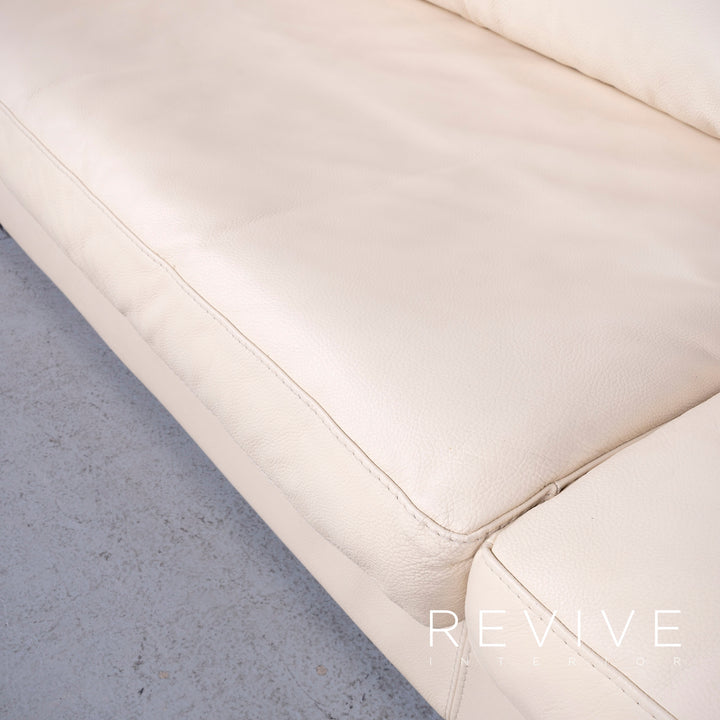 Who's Perfect Canapé en cuir design beige, canapé d'angle en cuir véritable #5980