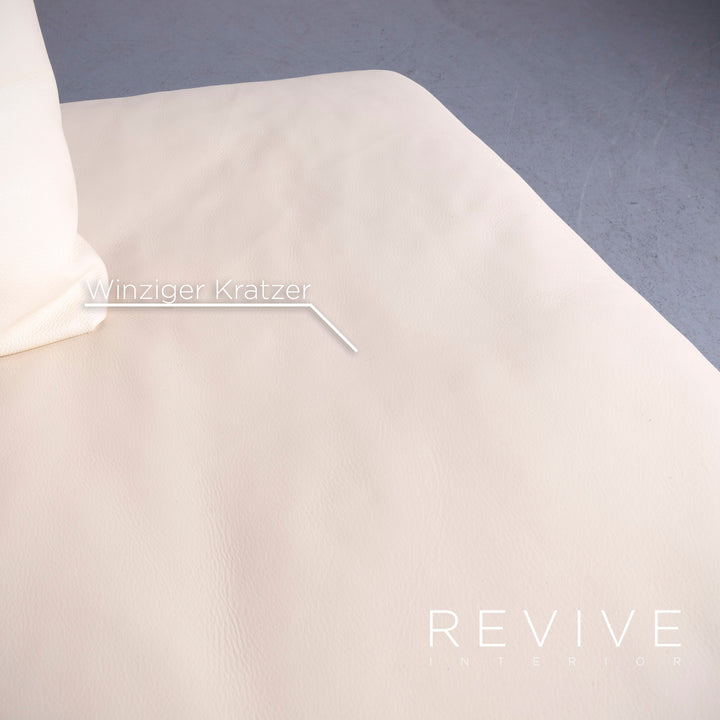Who's Perfect Canapé en cuir design beige, canapé d'angle en cuir véritable #5980